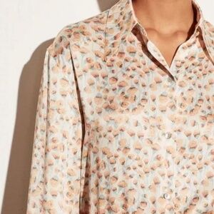 VINCE Carnation shaped collar top blouse silk Chiffon NWT New Large